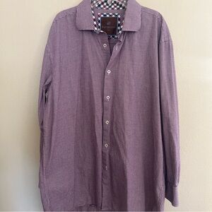 Tattersall London Patterned Burgundy Men's Dress Shirt Sz 17 32/33